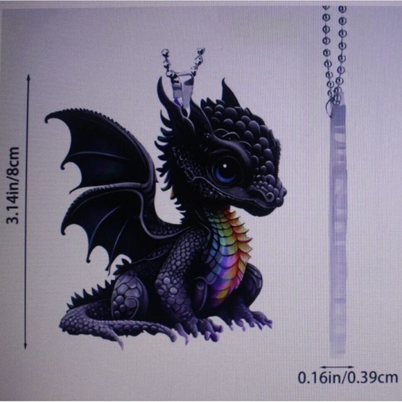 Dragon Acrylic Rearview Mirror Decorative Pendant Ornament Gift Colorful Chest - Picture 3 of 3